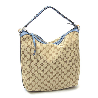 グッチ GUCCI バッグ コピー ショルダーバッグ 257090 FWHCY 8581 GGキャンバス バンブー バー ミディアム ホーボ BAMBOO BAR MEDIUM HOBO ベージュ/エボニー/ウィスタリアブルー